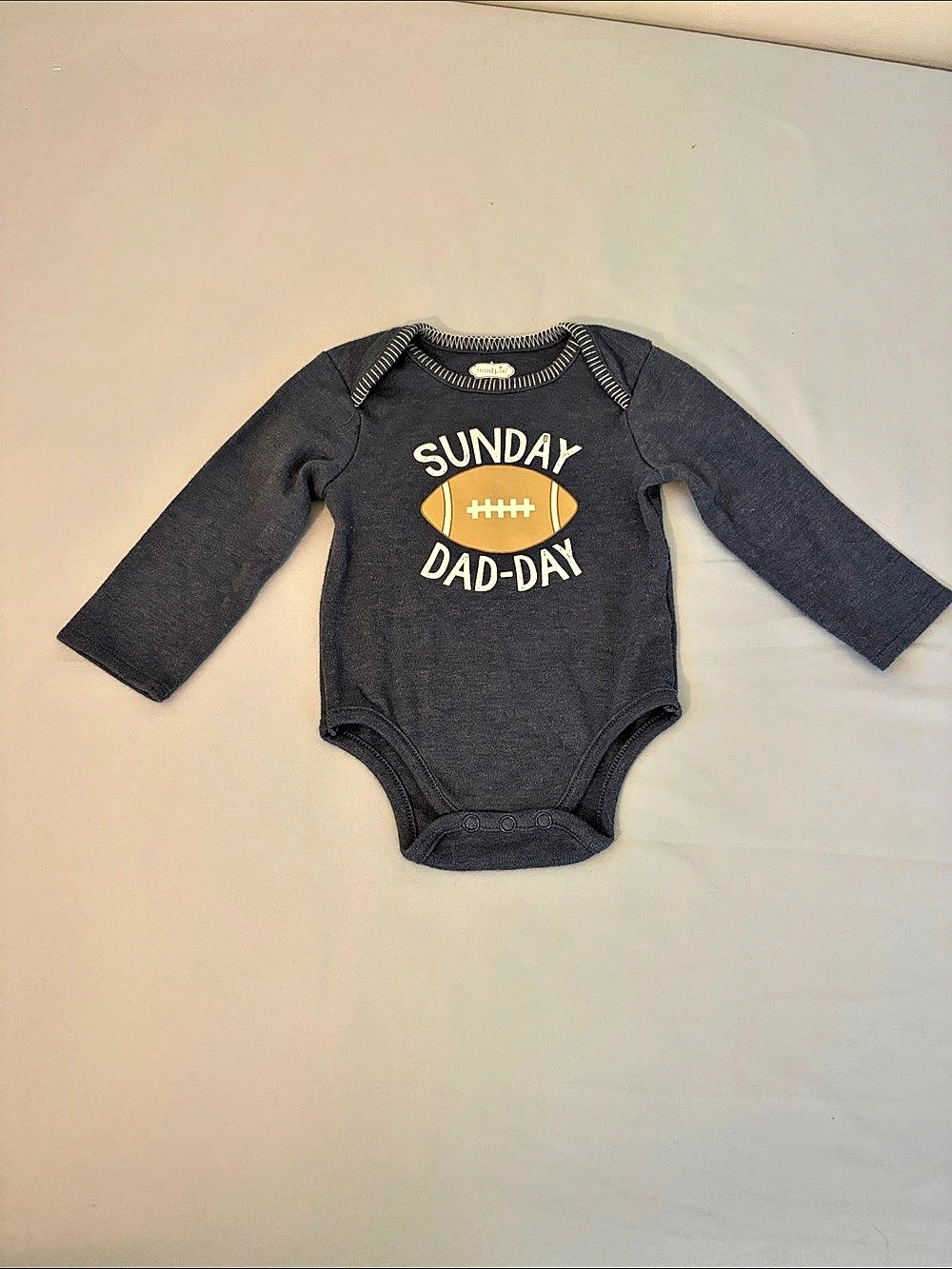 Mud Pie Baby Long Sleeve Bodysuit blue Gray 0-6M